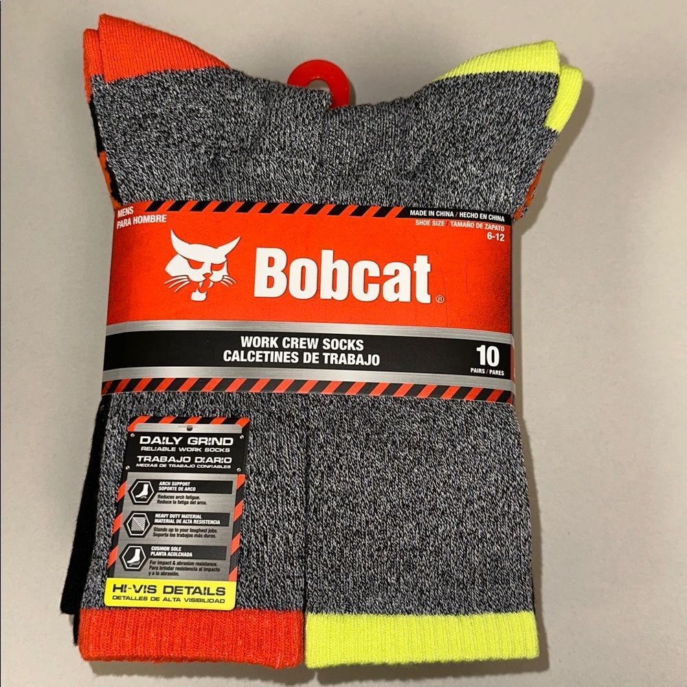 Bobcat Marled Gray Black Full Cushioned Soft Durable Arch Support Work Socks